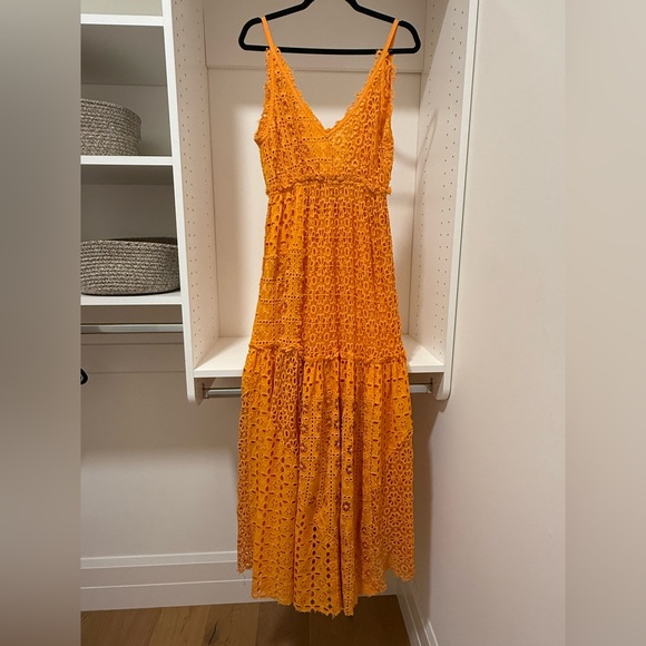 Elegant Orange Lace Maxi Dress - Picture 6 of 11